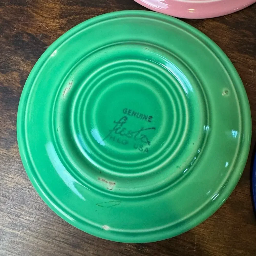 Fiesta Fiestaware Set of 6 Original Vintage Post 1986 Saucers Light Green Rose‎